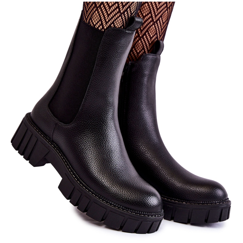 Sergio Leone Ghete De Damă De Piele Pe Platforma Neagră Bente negru