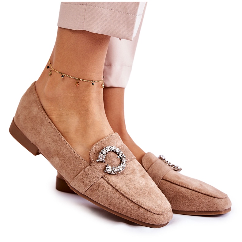 PS1 Mocasini clasici din piele intoarsa bej inchis de la Halla