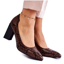 Pumps din piele de șarpe La.Fi 230027BR-XS Maro