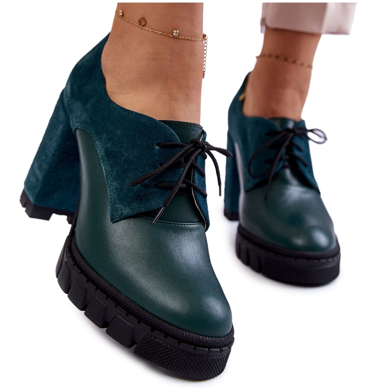 PA2 Cizme la modă din piele intoarsa si piele pe platforma Green Carisa verde