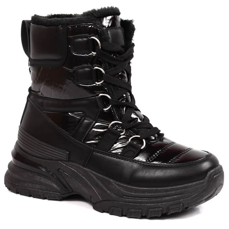 Cizme de zăpadă metalice cu șireturi Potocki W WOL117A negru