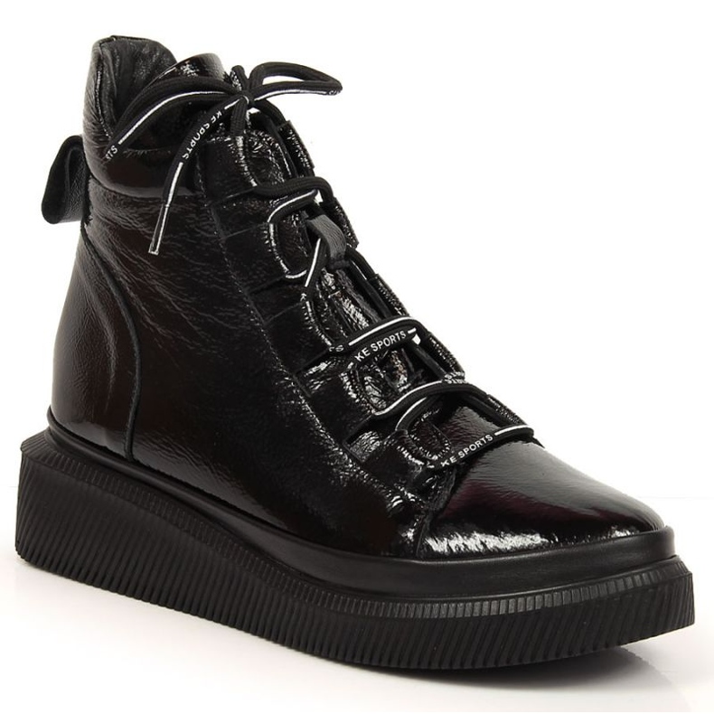 Cizme izolate lacuite din piele Artiker W HBH36 negru