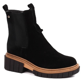 Botine de piele, piele intoarsa pentru femei izolate negru Filippo
