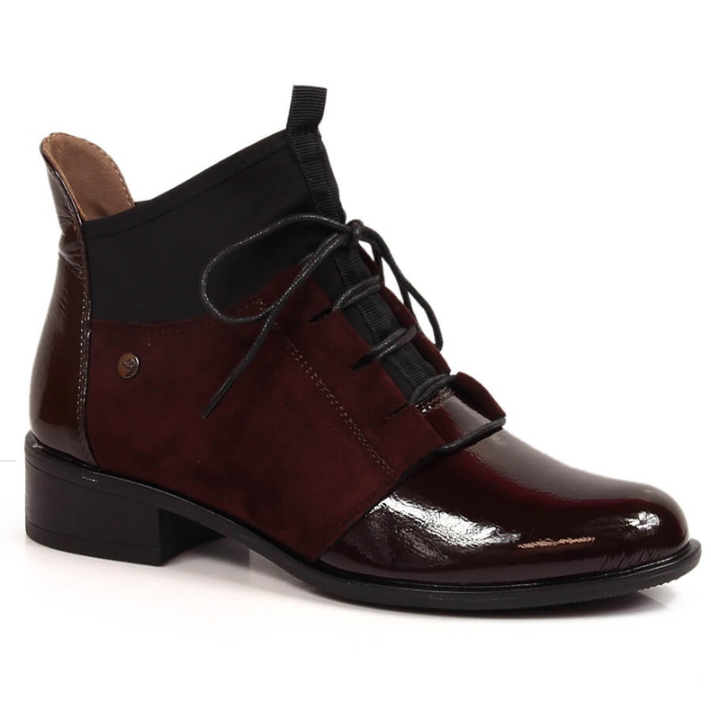 Cizme Jezzi de damă maro cu toc plat claret roșu Cizme Jezzi de damă maro cu toc plat claret roșu