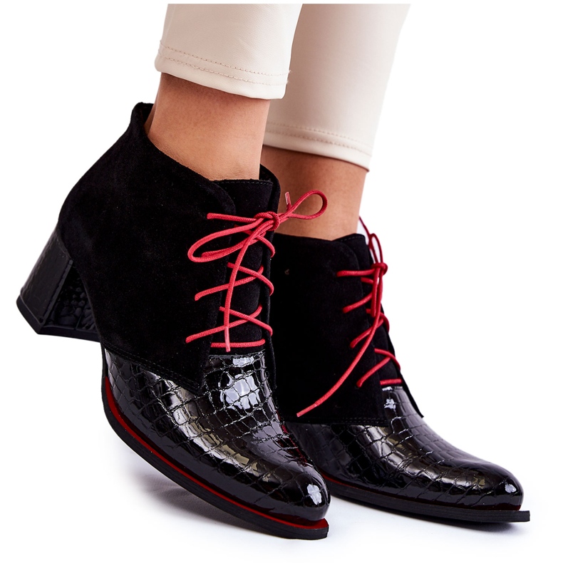 PA2 Cizme de damă cu toc mic, negre Ebba negru