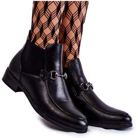 Vinceza Botine plate de damă din piele, negre negru Vinceza Botine plate de damă din piele, negre negru