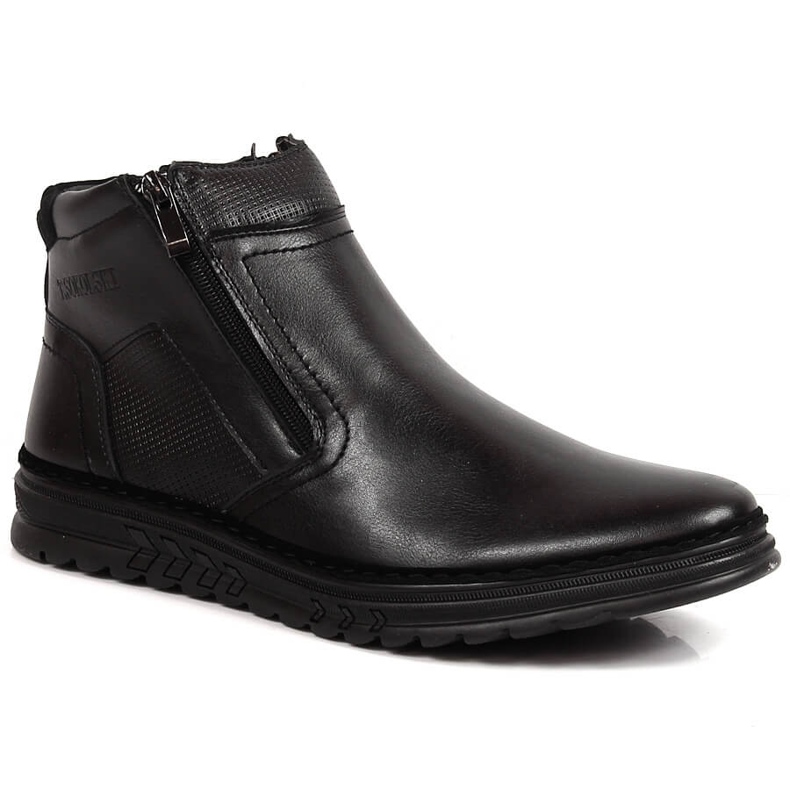 Pantofi barbati din piele neagra cu fermoare, T.Sokolski negru