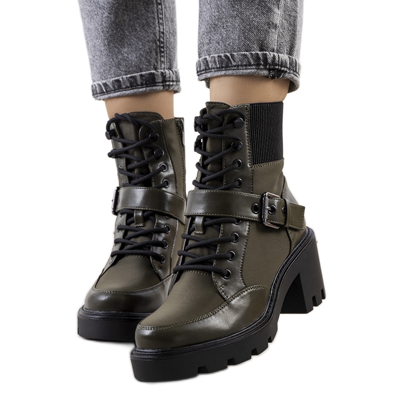 PA1 Pantofi verde Messina cu toc înalt