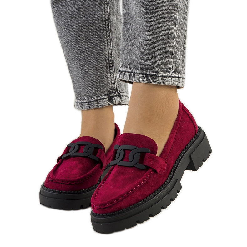 Pantofi Gabriella bordeaux din piele intoarsa ecologica roșu