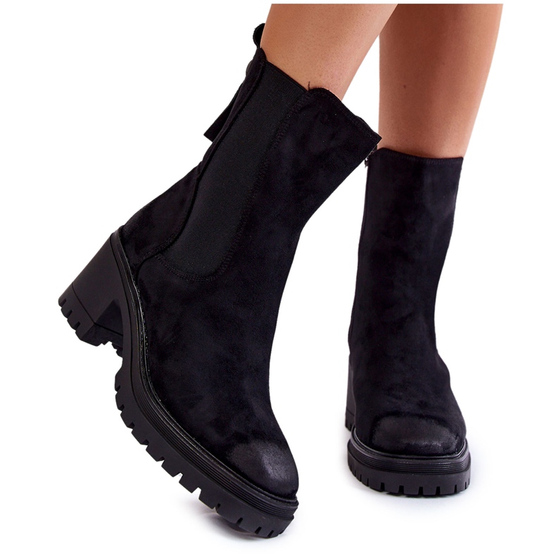 Vinceza Cizme De Damă De Căprioară Cu Fermoar Liris Negru