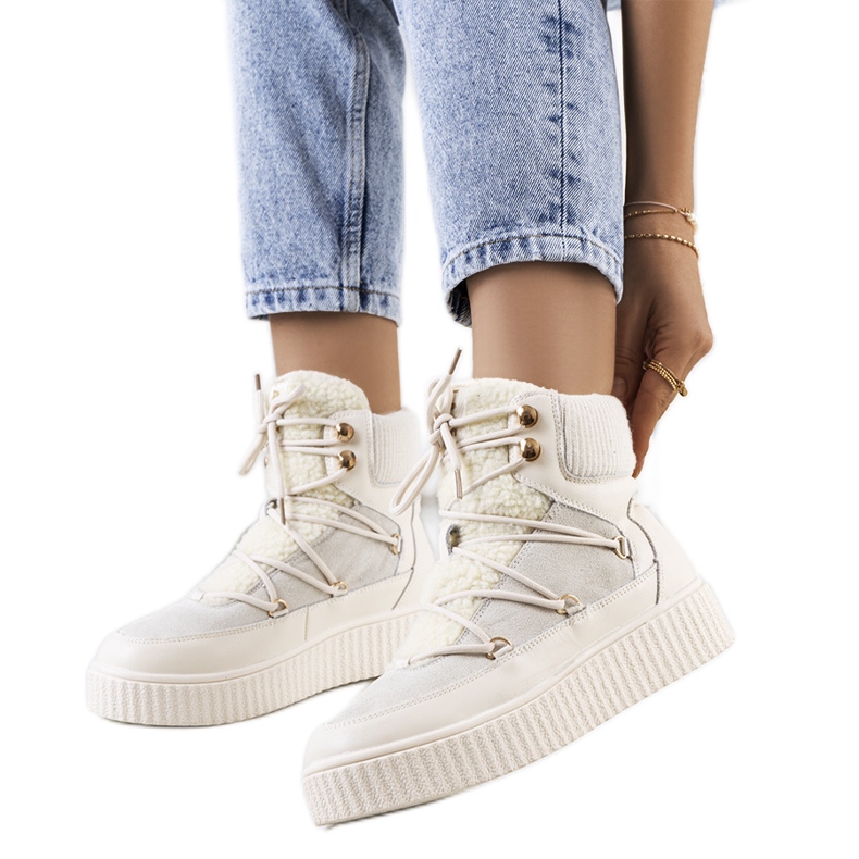 PA1 Cizme de zăpadă de damă bej de la Laursen ecru