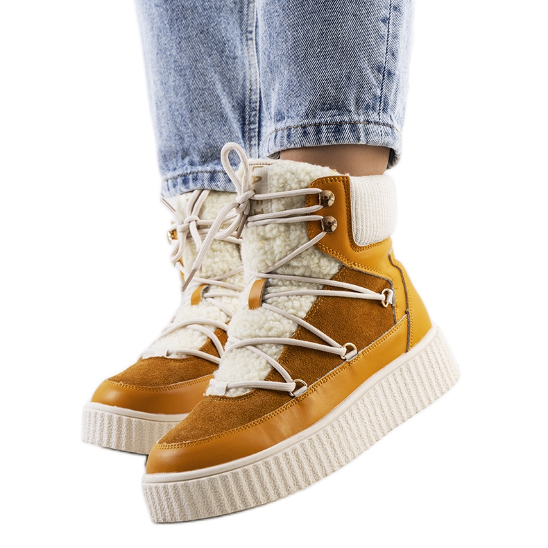 Cizme de zapada de dama mustar de la Laursen portocale