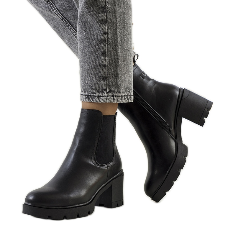 PA1 Cizme negre cu toc de la Selima negru PA1 Cizme negre cu toc de la Selima negru