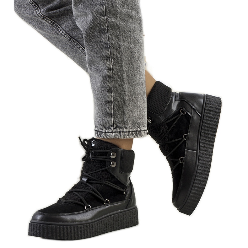 PA1 Cizme negre de damă de la Laursen negru