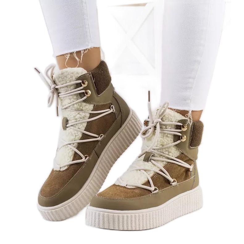 PA1 Cizme de zăpadă verzi de damă de la Laursen bej maro kaki PA1 Cizme de zăpadă verzi de damă de la Laursen bej maro kaki