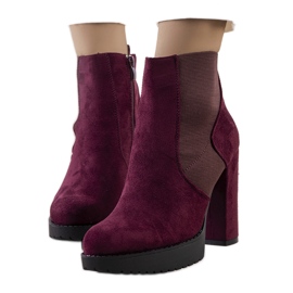 PA1 Botine cu toc înalt visiniu Macie claret multicolor