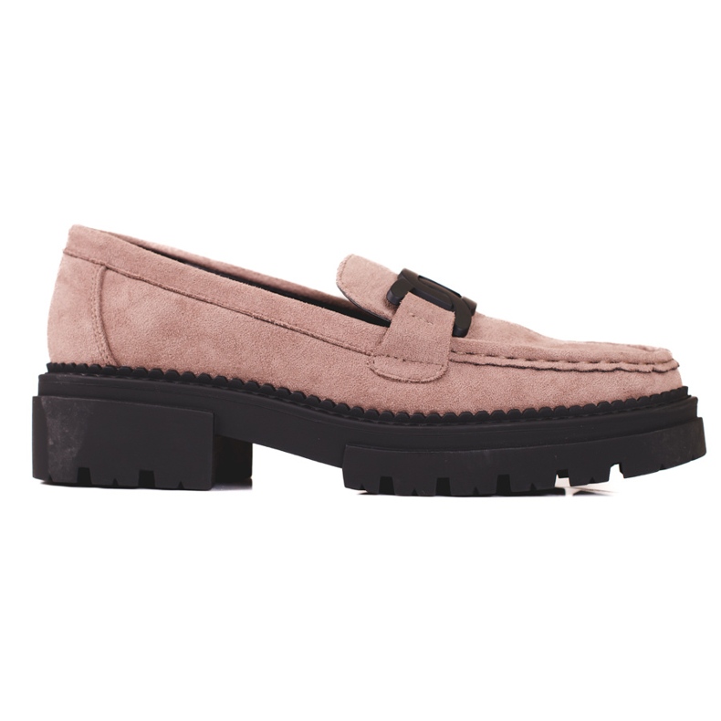 Mocasini de dama Shelovet bej pe platforma neagra