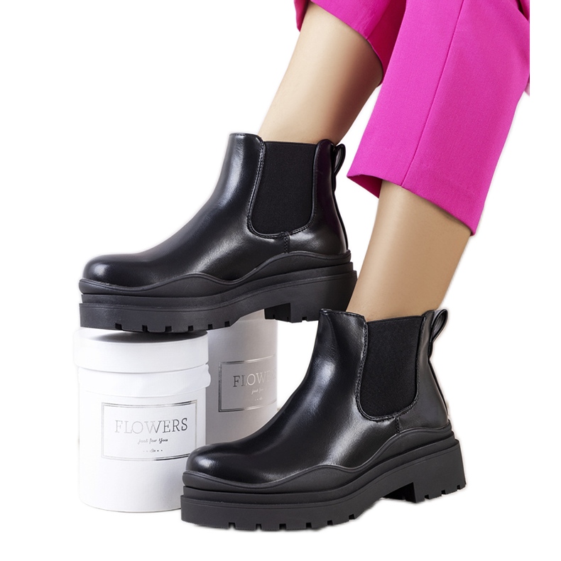 PA1 Cizme negre pe platforma Gaffney negru