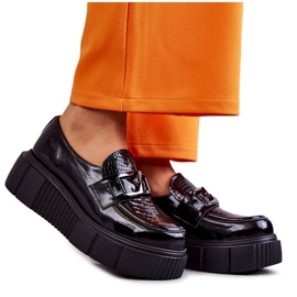 PL5 Pantofi din piele la modă pe platforma Black Marsol negru PL5 Pantofi din piele la modă pe platforma Black Marsol negru