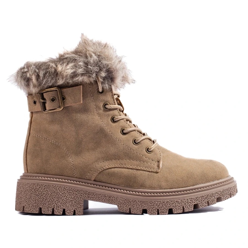 Cizme de drumeție de damă cu blană bej