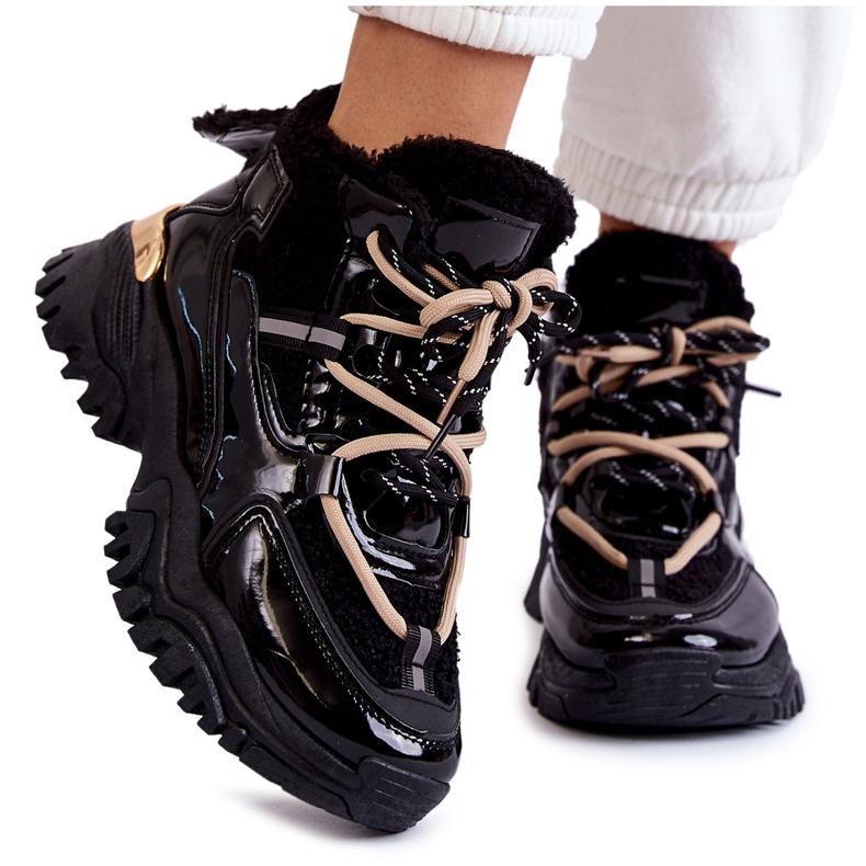 PM1 Cizme sport izolate negre de damă Edora negru