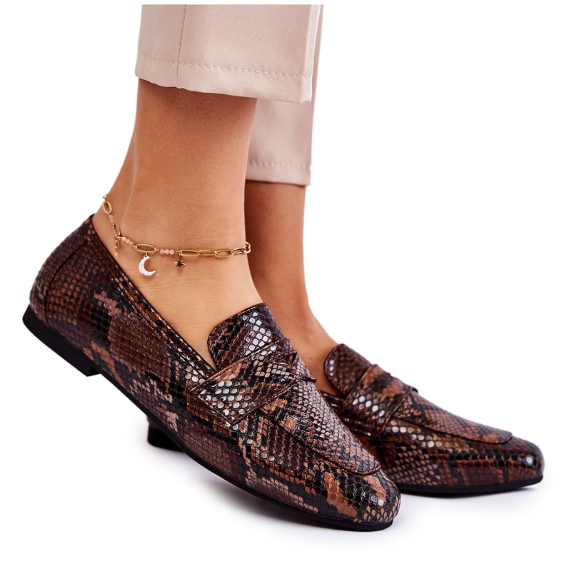 Mocasini din Piele Snake La.Fi 210023BR-XS Maro bej