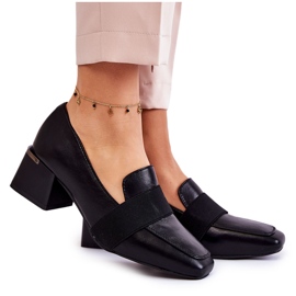 Pompi din piele la modă La.Fi 230033B-PU Negru Pompi din piele la modă La.Fi 230033B-PU Negru