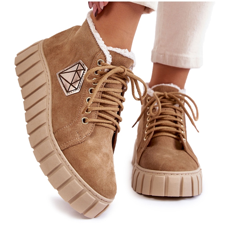 Lewski Shoes Pantofi sport din piele intoarsa Pantofi Lewski legati 3252 / N Bej