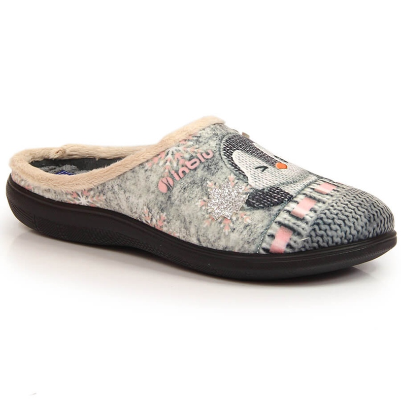 Papuci de casă confortabili și calduri pentru femei cu pinguinul Inblu gri Papuci de casă confortabili și calduri pentru femei cu pinguinul Inblu gri