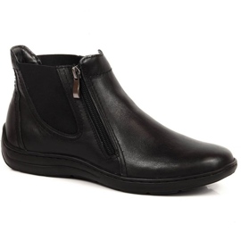 Cizme confortabile din piele cu fermoare Łukbut W LUK1189A negru