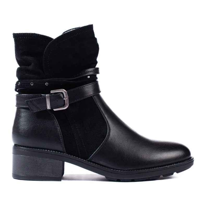 Botine de dama cu curea decorativa negru