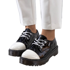 PA1 Pantofi Cardin lacuiti negri alb negru PA1 Pantofi Cardin lacuiti negri alb negru