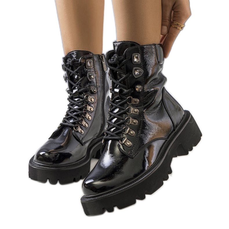 PA1 Cizme negre pe talpa tractorului Iglesi negru