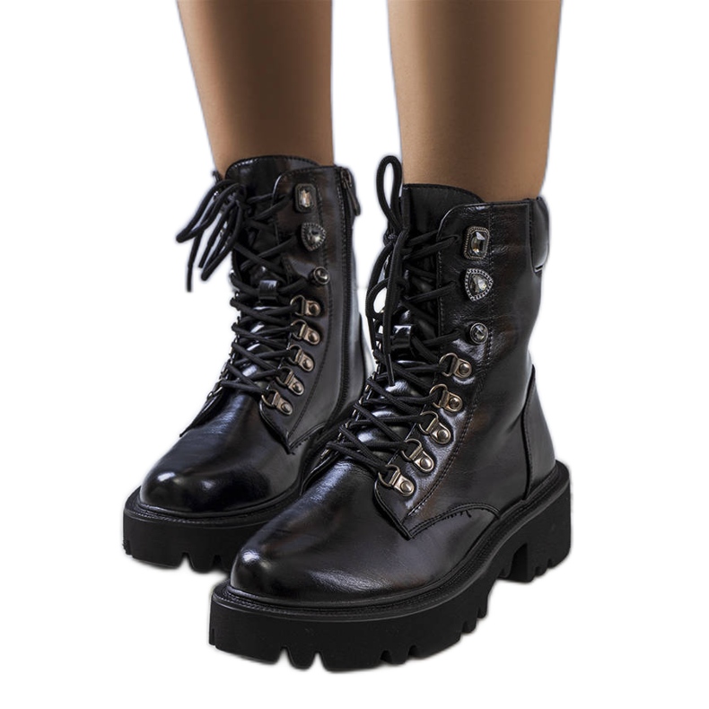 PA1 Cizme negre pe talpa tractorului Delle negru