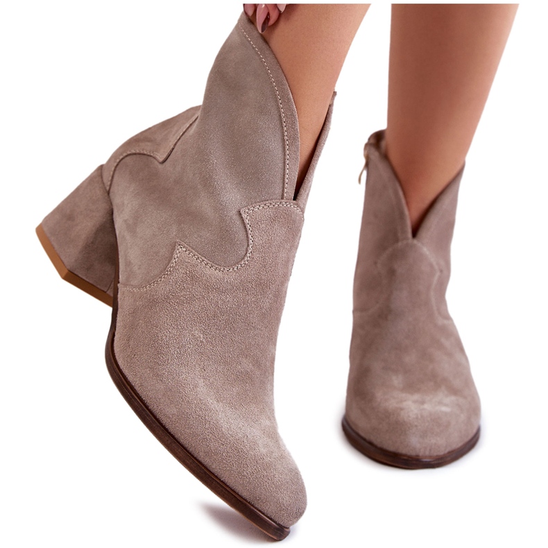 PA2 Cizme din piele intoarsa cu toc inalt Bej Resso