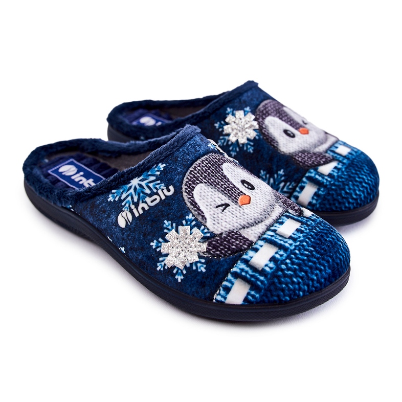 Papuci de casa pentru femei Penguins Inblu EC-81-004 Bleumarin albastru