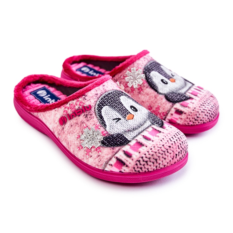 Papuci de casa pentru femei Penguins Inblu EC-81-023 Roz