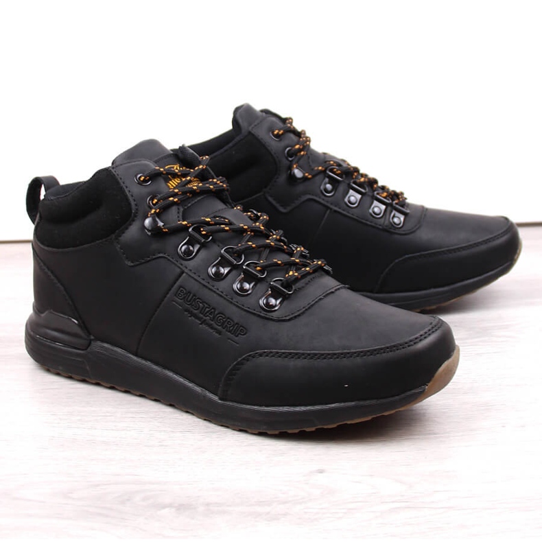 Pantofi din piele neagra pentru barbati Jogger Bustagrip negru