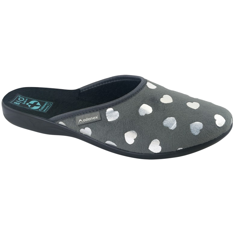 Papuci De Dama Cu Inimioare BIO Adanex 27938 Gri Papuci De Dama Cu Inimioare BIO Adanex 27938 Gri