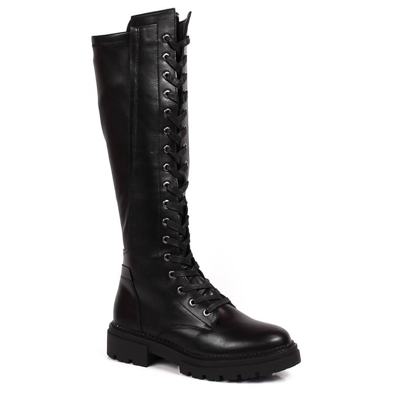 Cizme de dama cu siret cu fermoar, izolata neagra Jezzi negru Cizme de dama cu siret cu fermoar, izolata neagra Jezzi negru