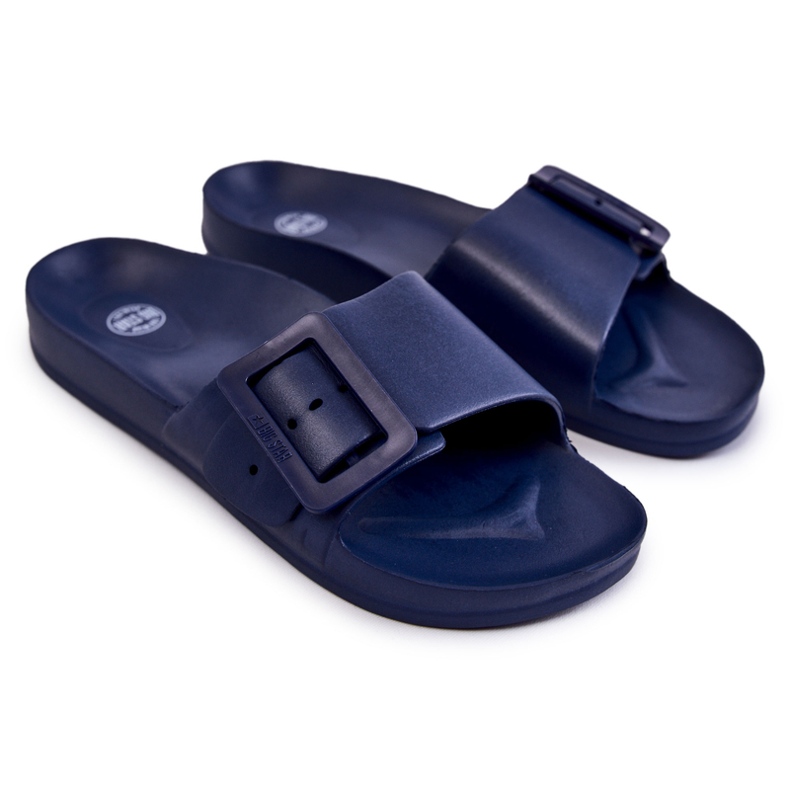 Papuci de damă cu cataramă Big Star FF274A388 Bleumarin albastru