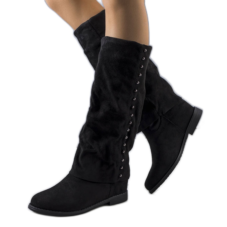 PA1 Cizme negre cu pană de la Balbin negru