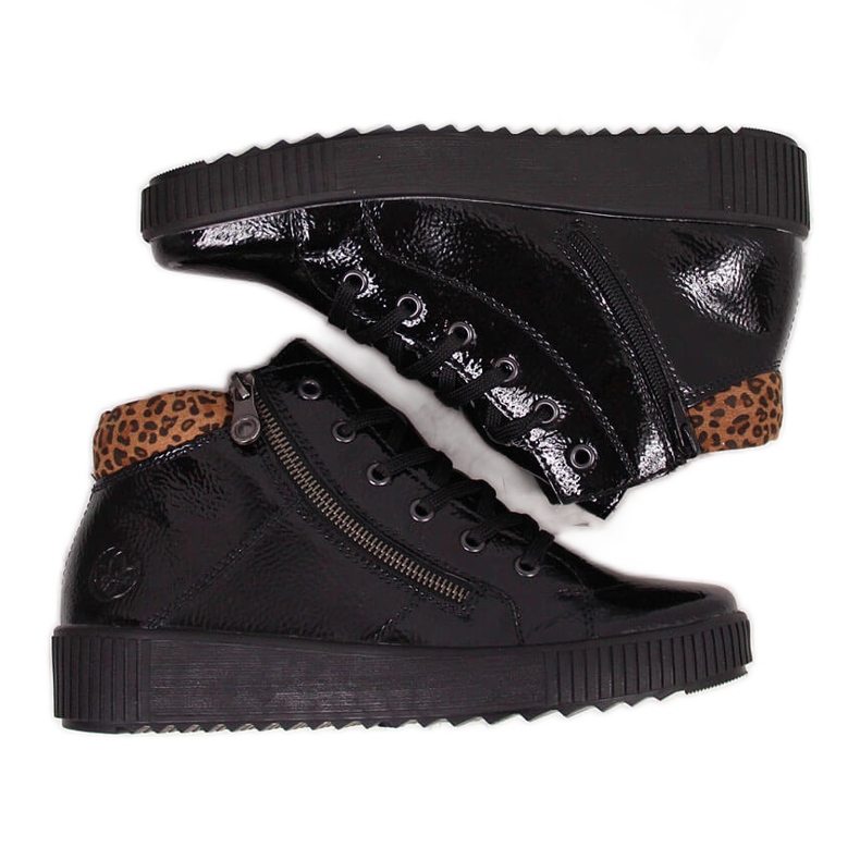 Cizme de dama lacuite in negru Rieker M6434