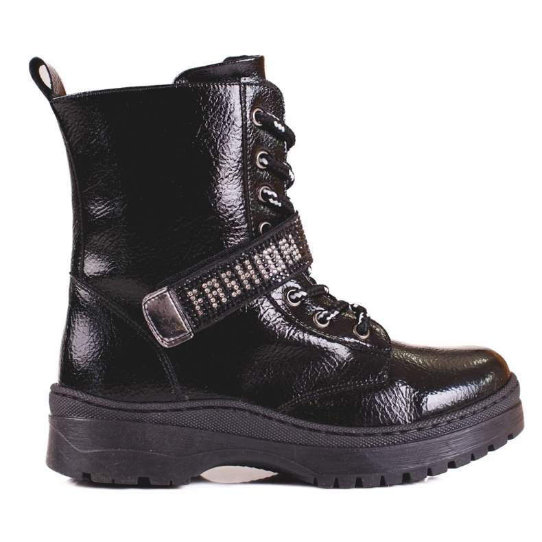 W. Potocki Cizme de fete Potocki cu cristale negru