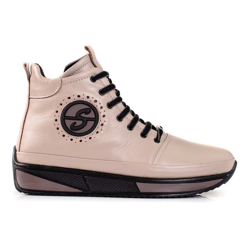 Tenisi dama pe platforma Shelovet din piele naturala bej