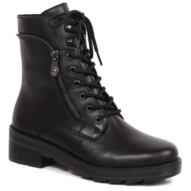 Ghete de damă confortabile din piele, negre, izolate Rieker X0500-00 negru