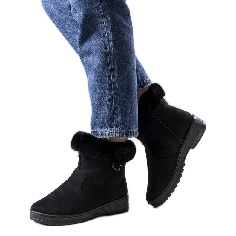 BM Cizme de zăpadă negre, tăiate cu blană, de la Marvin negru