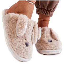 Papuci de damă cu blană bej, Papuci Remmi