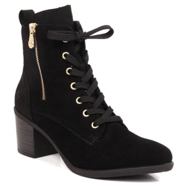 Cizme din piele intoarsa pe post izolate Rieker W RKR564 negru