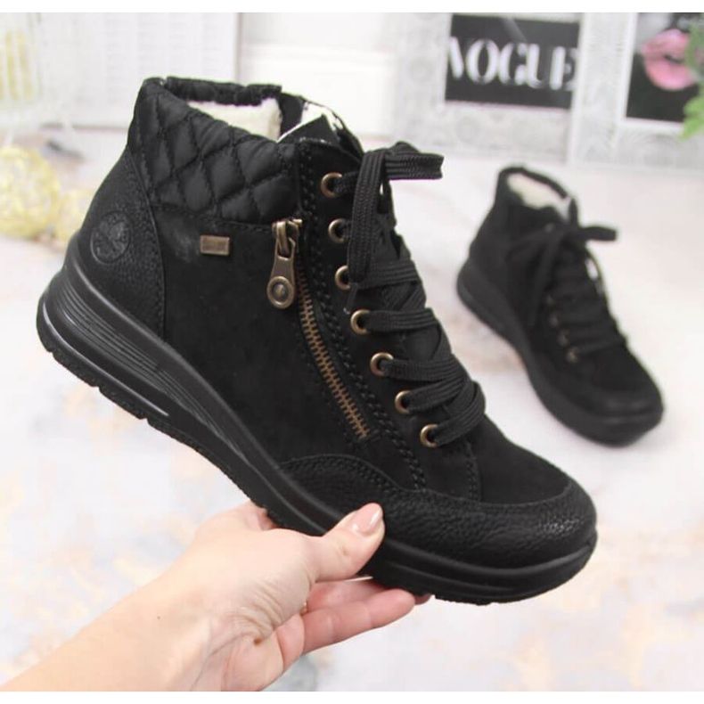 Cizme izolate din piele impermeabilă Rieker W RKR567 negru